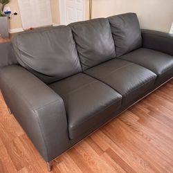 Carlo Perazzi Leatherette Grey Sofa