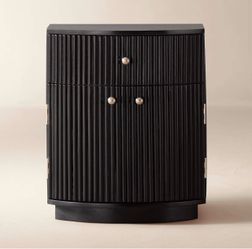 Cameo 20" Fluted Black Wood Nightstand With Drawer