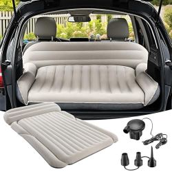 KMZ SUV Air Mattress Thickened Double Flocking Camping Mattress Upgraded Portable Sleeping Car pad Comfortable Inflatable Travel Bed with External Pum