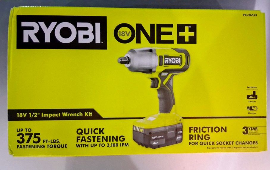 Ryobi 1/2" Impact Wrench Kit