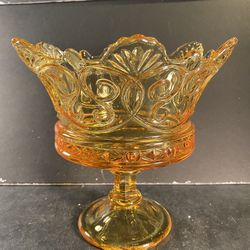 FOSTORIA Vintage Crown-Coll Navarre Gold Footed Bowl (Height: 9”)
