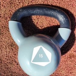 NEW. SINGLE 15LB  RUBBER COATED KETTLEBELL  HAS METAL HANDLE 
7111.S WESTERN WALGREENS 
$20 . CASH ONLY 