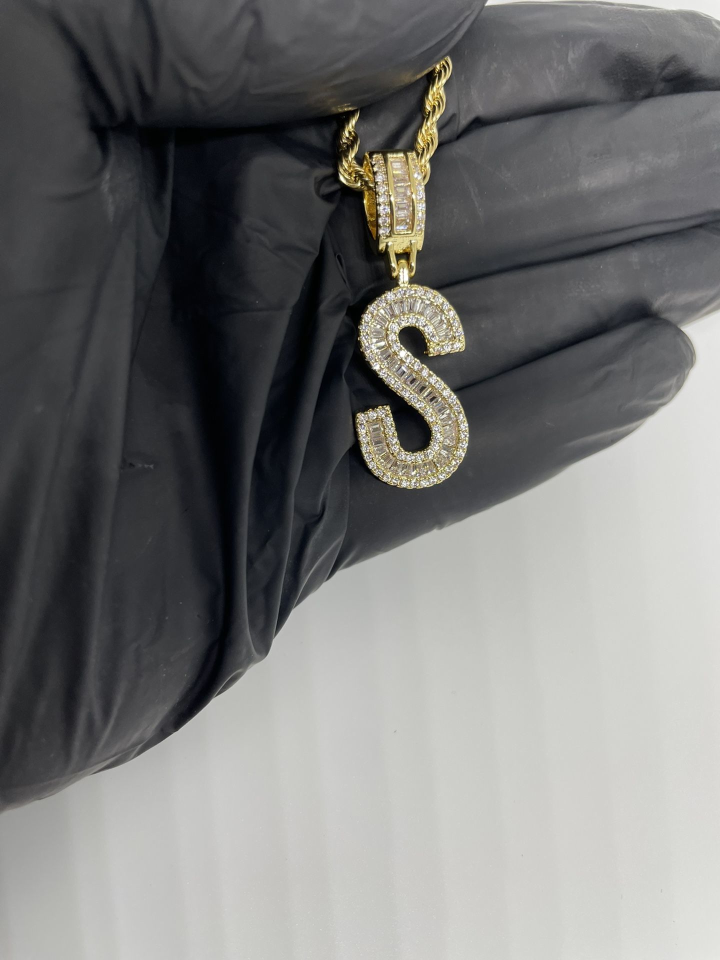 18k Gold Pendant Necklace Initial Letter S Name Necklace 