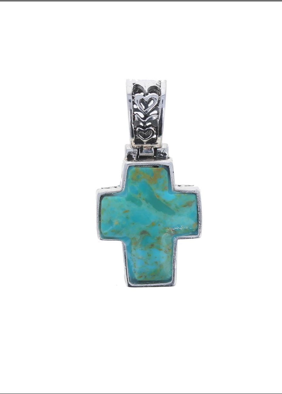 Vintage Turquoise Cross Pattern Pendant