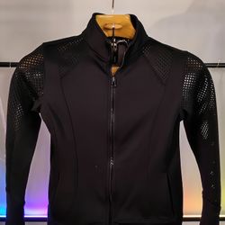 90 Degree by Reflex Women’s S Black Perforated Yoga Zip Jacket Stretch