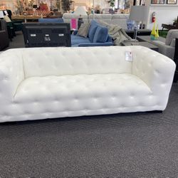 Constellation White Leather Sofa