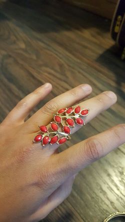 Adjustable orange beaded ring