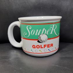Vintage SoupeR Golfer Golf Themed Large  Coffee Mug Soup Bowl PAPEL Collectible 