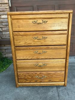 Solid oak wood 5 drawers dresser