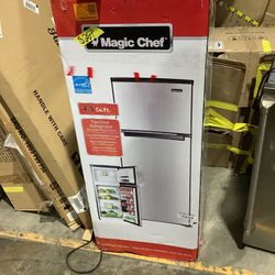 Magic Chef 4.5 cu. ft. 2 Door Mini Fridge in Stainless Look with Freezer