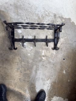 Wrought Iron Wall Coat Rack with Shelf