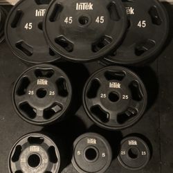 Intek Strength Commercial Quality Urethane Wrapped Steel Weight Plates With Grip Handles