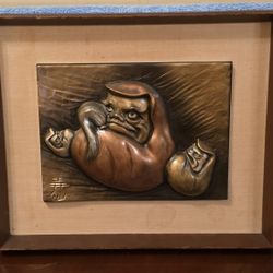 Vintage Japanese Daruma Doll Sculpture 