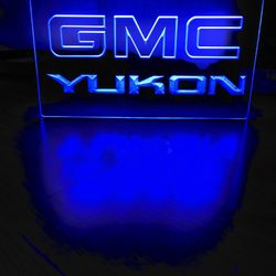 GMC YUKON LED NEON BLUE LIGHT SIGN  8x12
