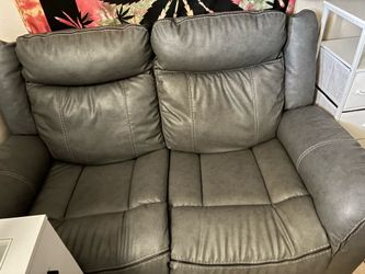 2 piece gray recliner couch