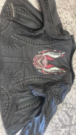 Woman’s Harley Davidson, Leather Jacket And Harley Davidson, Leather Gloves