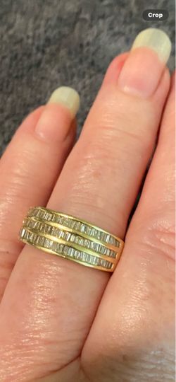 14k gold baguette diamond ring size 8