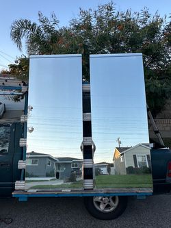 2 Large Custom Wall Mirrors – 37” x 90” Each – Polished Edge