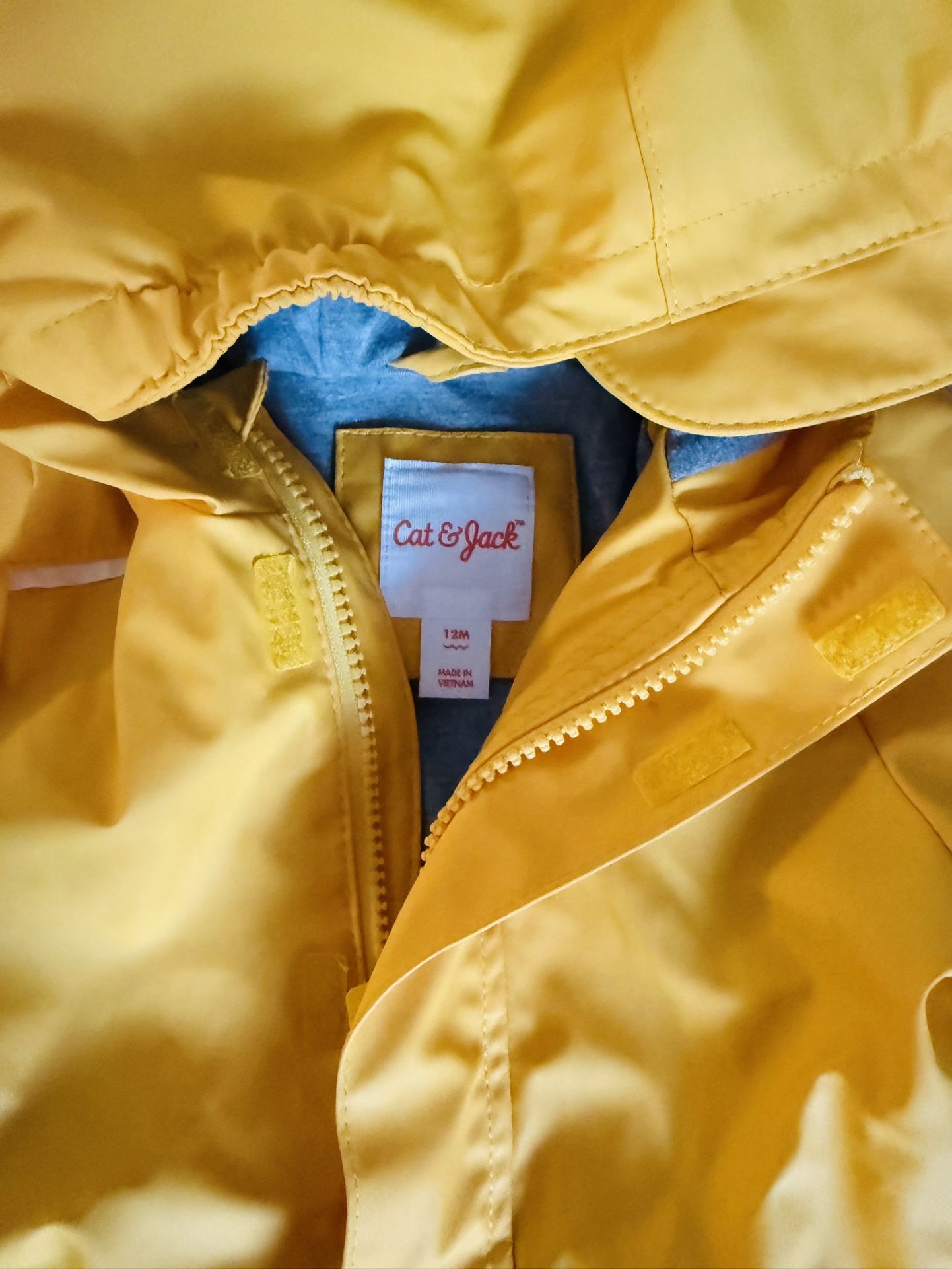 Cat & Jack Yellow Baby Rain Jacket – 12 Months (Warm Lined!) 