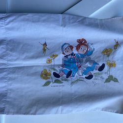 Vintage 1968 Raggedy Ann and Andy Pillowcase Pillow Case Fabric 1 Pillow Case