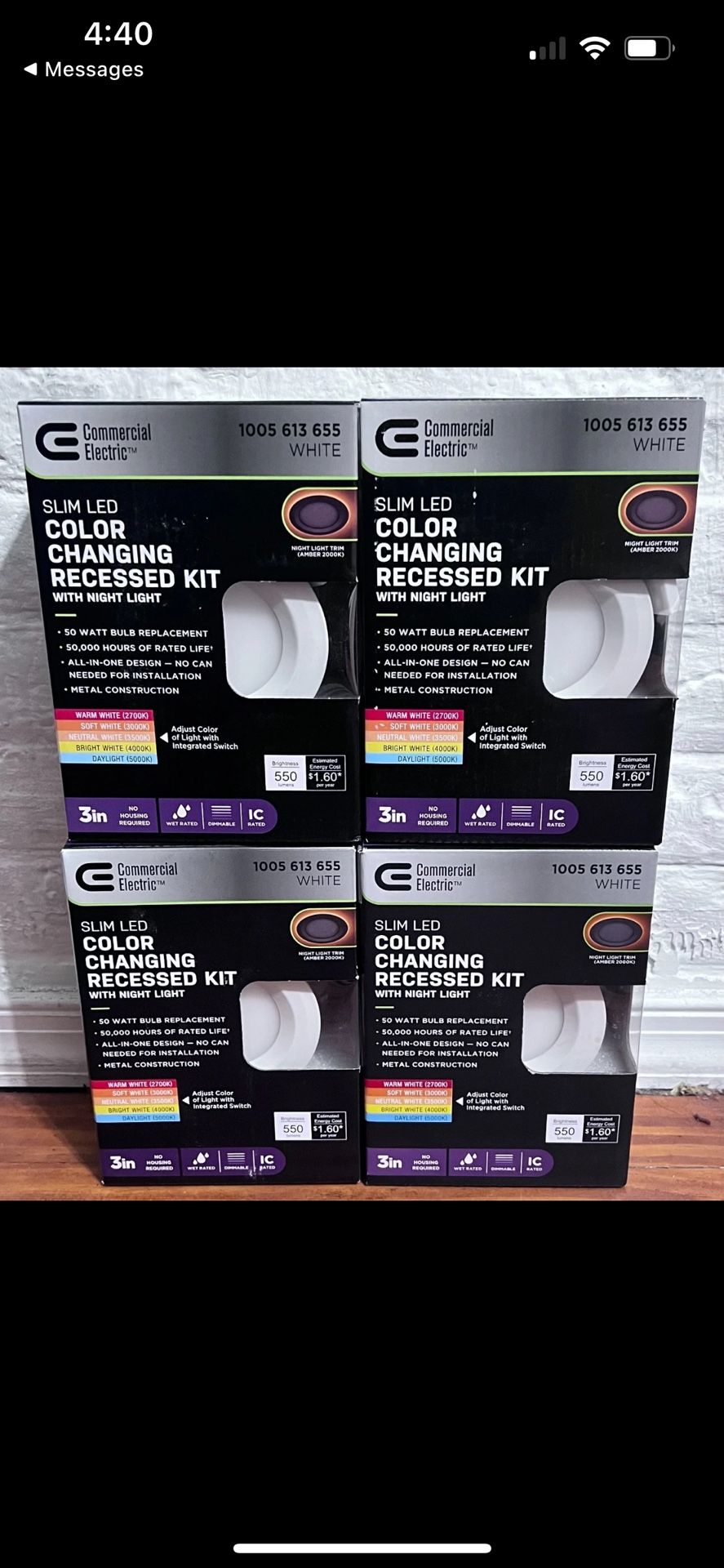 (4-Pack)Commercial Electric 3" Canless LED Recessed Light Trim w/ Night Light