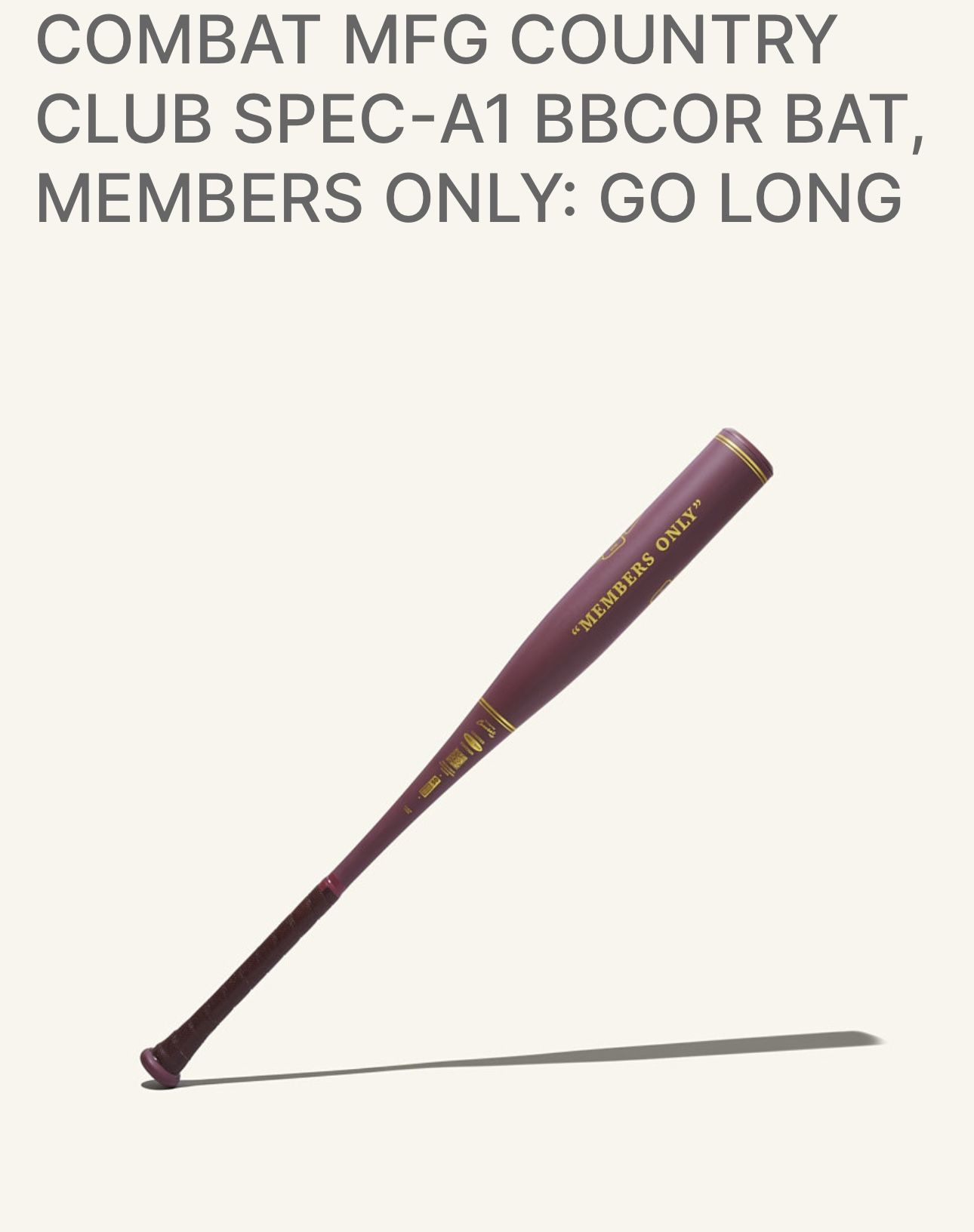 COMBAT MFG Country Club SPEC-A1 BBCOR Red “Go Long” Bat 32/29 On-Hand NIW