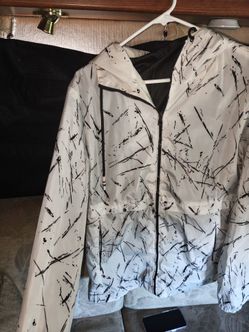 Black and white windbreaker jacket