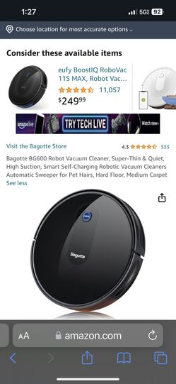 Brand New Bagotte M-BG 600 Robot Vacuum Cleaner,