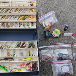 Tackle box full of tackle and lures
