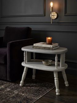 Distressed Two-Tier Spindle Side Table