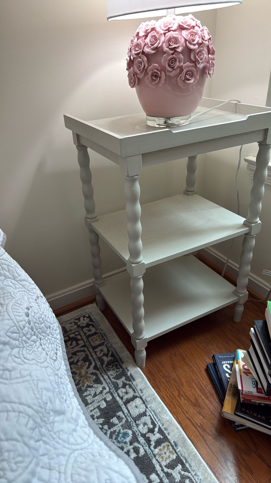 Side Table Bobbin White -$50