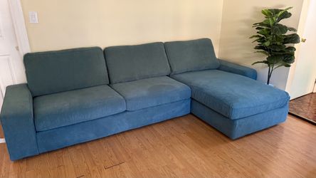 Blue Corduroy Sectional Sofa with Chaise free delivery 🚚