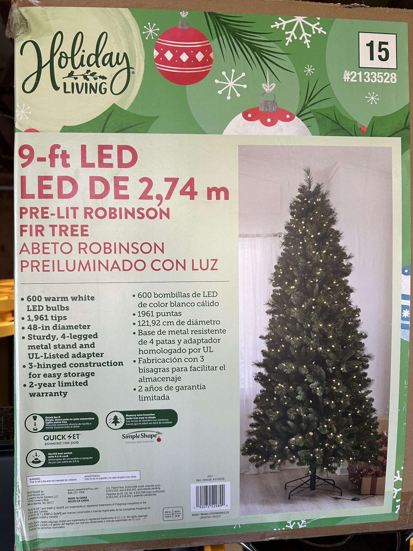 Holiday Living 9-ft Robinson Fir Pre-lit Artificial Christmas Tree with Incandescent Lights