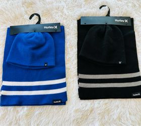 Hurley Beanie and Scarf Sets- Blue and Black