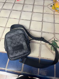 Coach Black Racer Sling Purse Bag in Signature Canvas