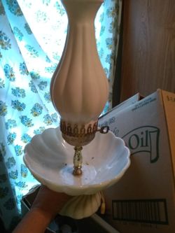 Old milk glass lamp
