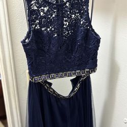 Navy Two Piece Prom Dress Size S