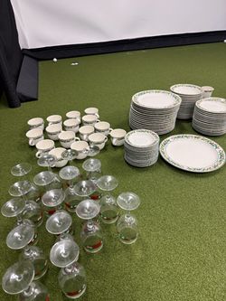 16 Person Holiday Dinnerware and Stemware Set - 102 pieces