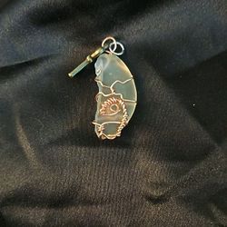 Wire Wrapped Gem With Skeleton Key Charm