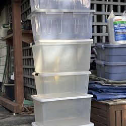 (6) Clear plastic storage containers