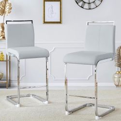 8 BRAND NEW Modern White & Chrome Bar Stools – Still in Box!