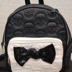 Betsey Johnson  Embroidered Skulls Backpack Bag