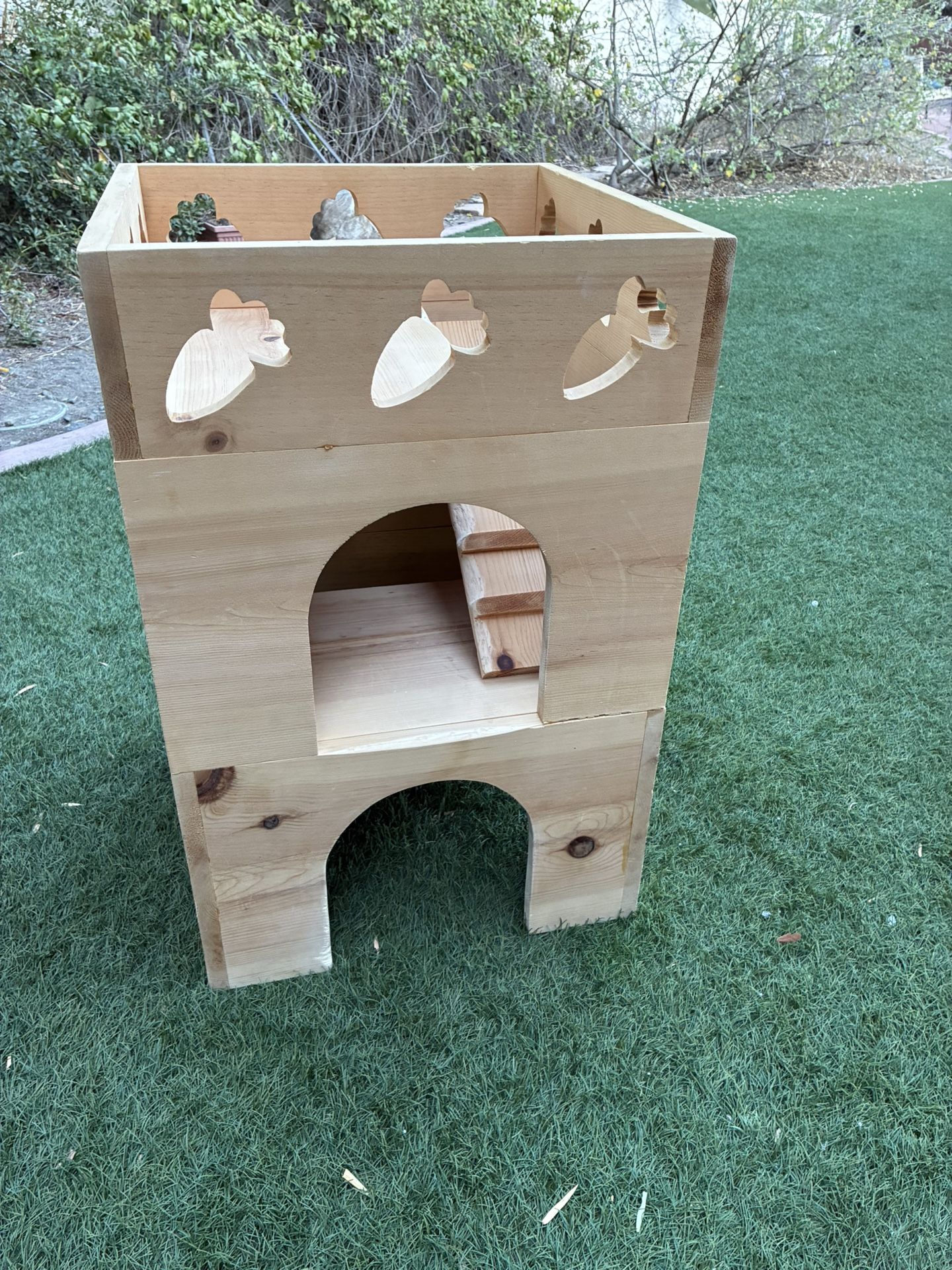 3 Story Wooden Bunny Tower