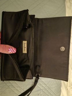Formal Handbag Clutch Neiman Marcus Black Chevron Quilted Wristlet Purse 8"x4"