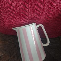 Graces TeaWare Pink & White Stripe Pitcher
