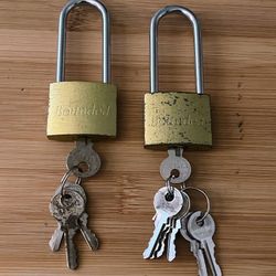 38mm long shackle brass padlock multiple keys security / lock / shed