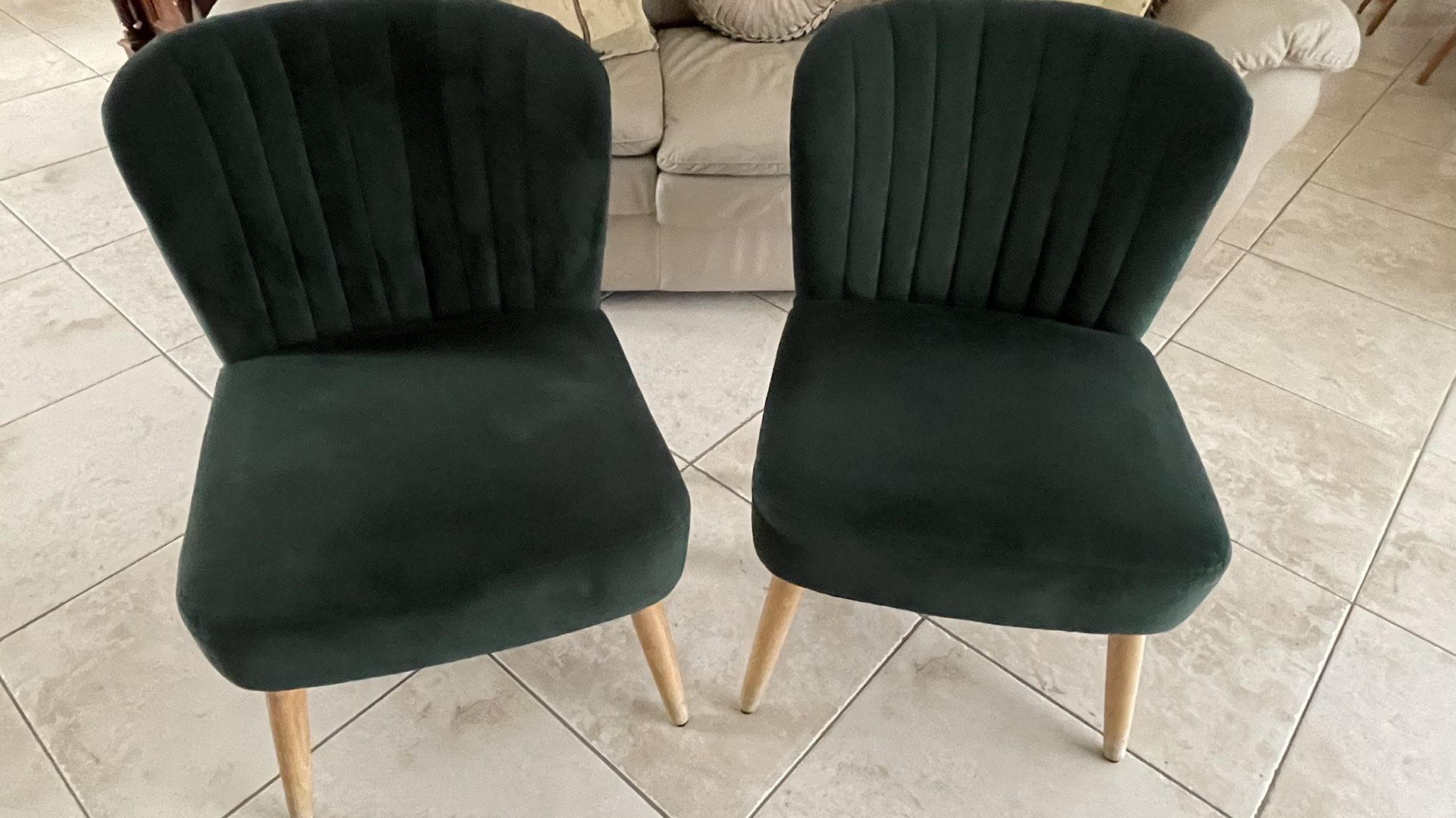 Set of 2 Armless Velvet Accent Chairs