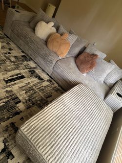 Gray Corduroy Sectional Sofa