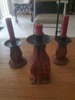 Vintage Italian Wicker Candle holders