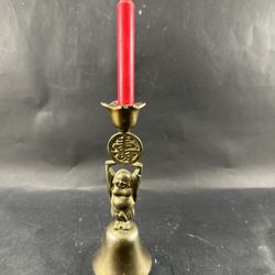 Vintage Brass Buddha BELL Candle Holder